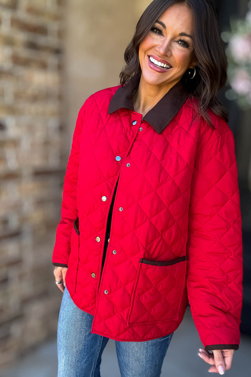 Burverry Red Quilted Puffer Jacket