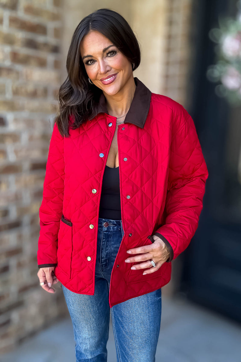 Burverry Red Quilted Puffer Jacket