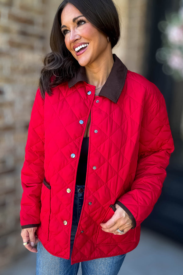 Burverry Red Quilted Puffer Jacket