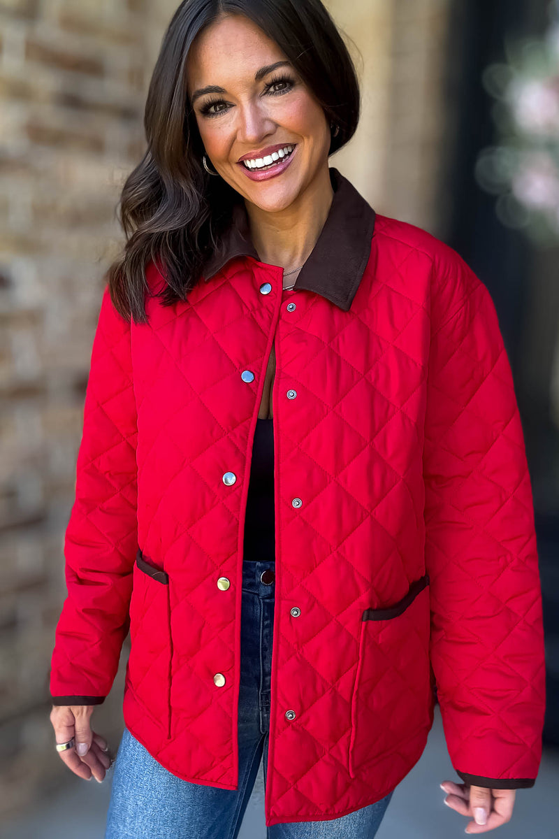 Burverry Red Quilted Puffer Jacket