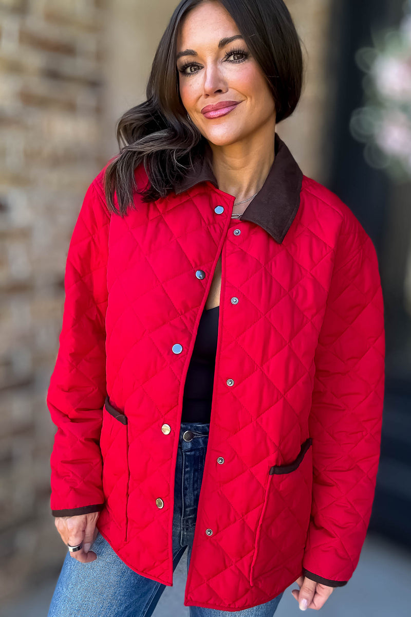 Burverry Red Quilted Puffer Jacket