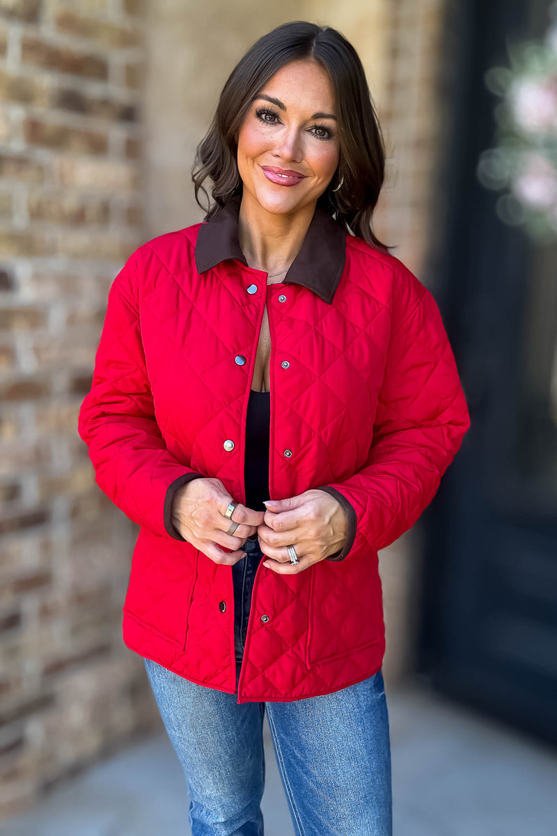 Burverry Red Quilted Puffer Jacket