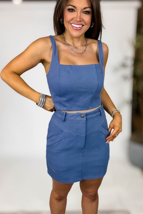 Listicle Structured Cotton Twill Skirt