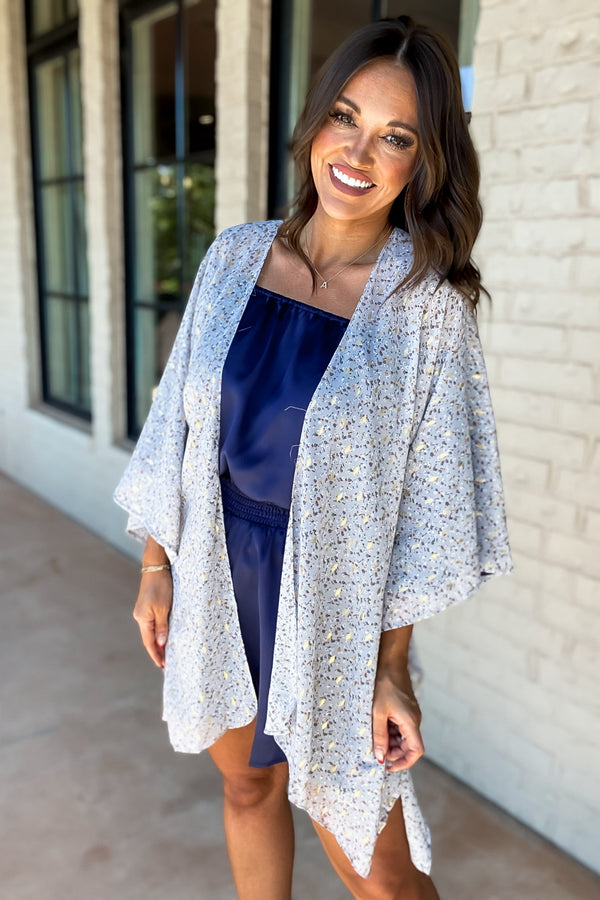 Beautiful Tomorrow With Gold Fleck Printed Kimono