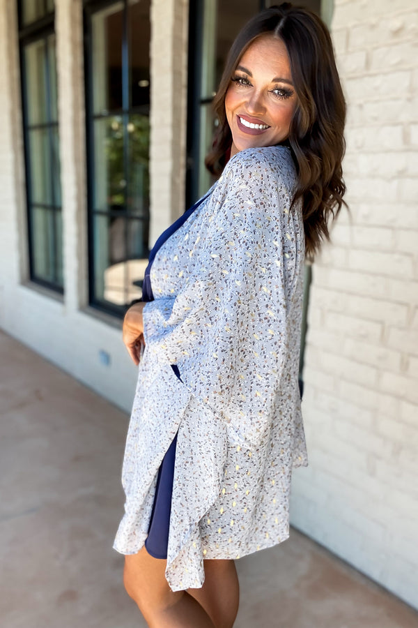 Beautiful Tomorrow With Gold Fleck Printed Kimono
