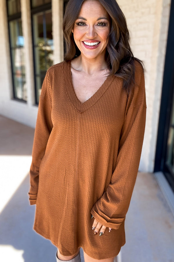 Forever Young Camel Sweater Dress
