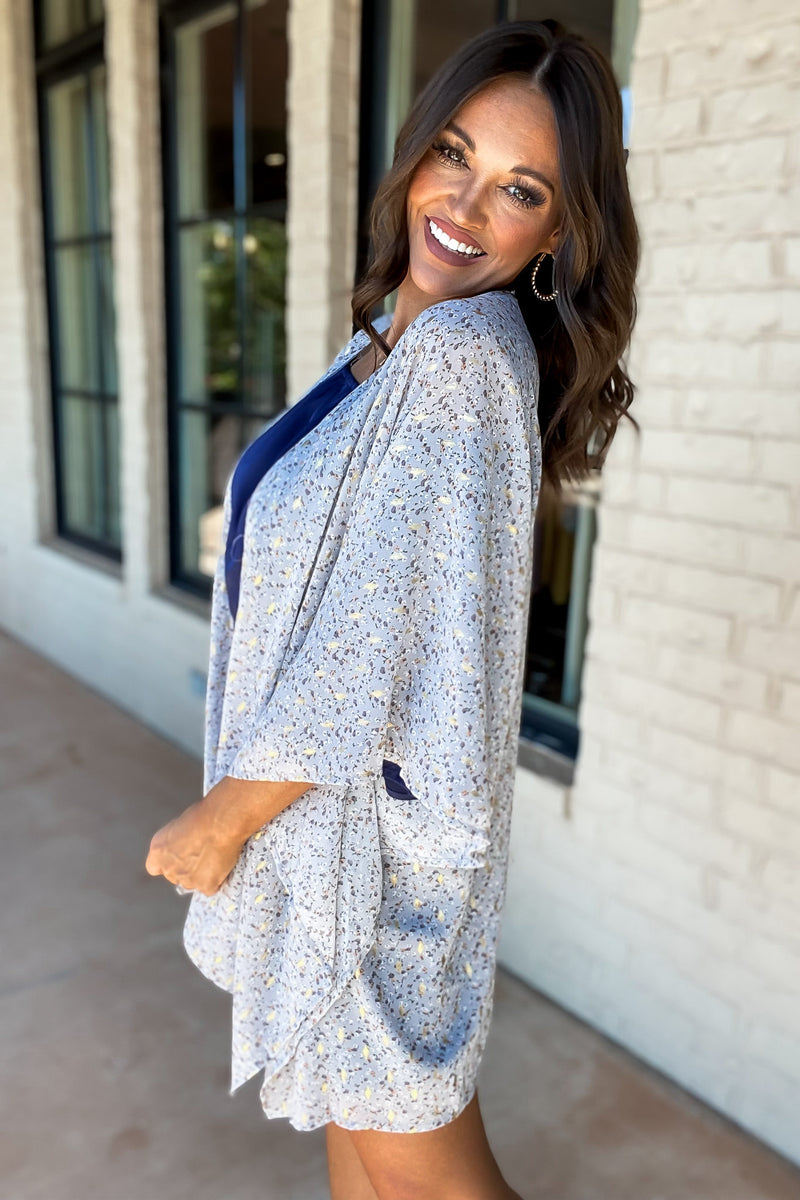 Beautiful Tomorrow With Gold Fleck Printed Kimono