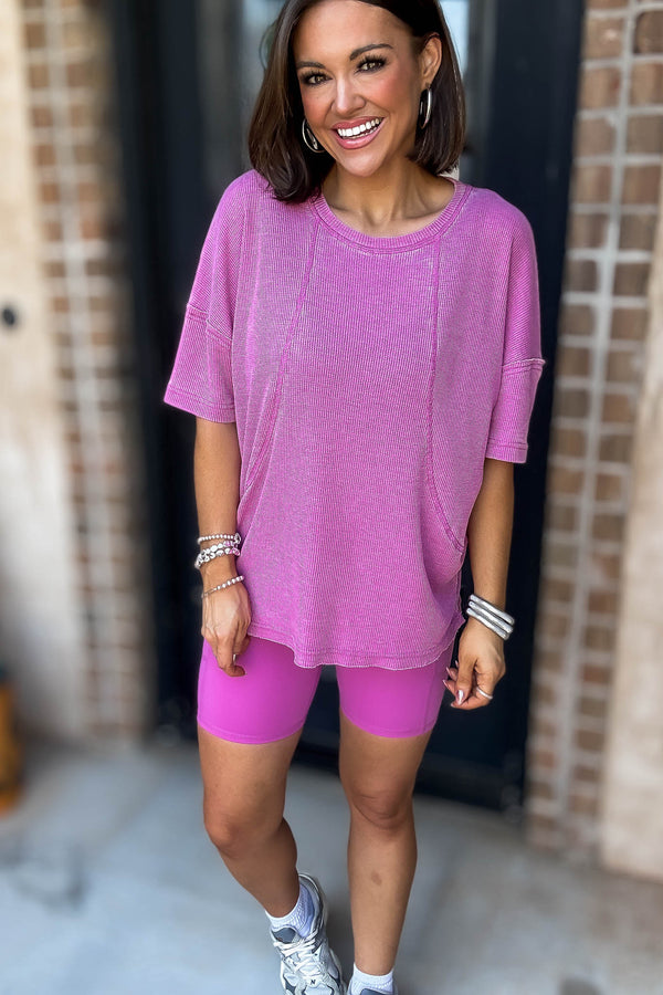Cotton Blend New Orchid Mineral Wash Waffle Short Sleeve Tee
