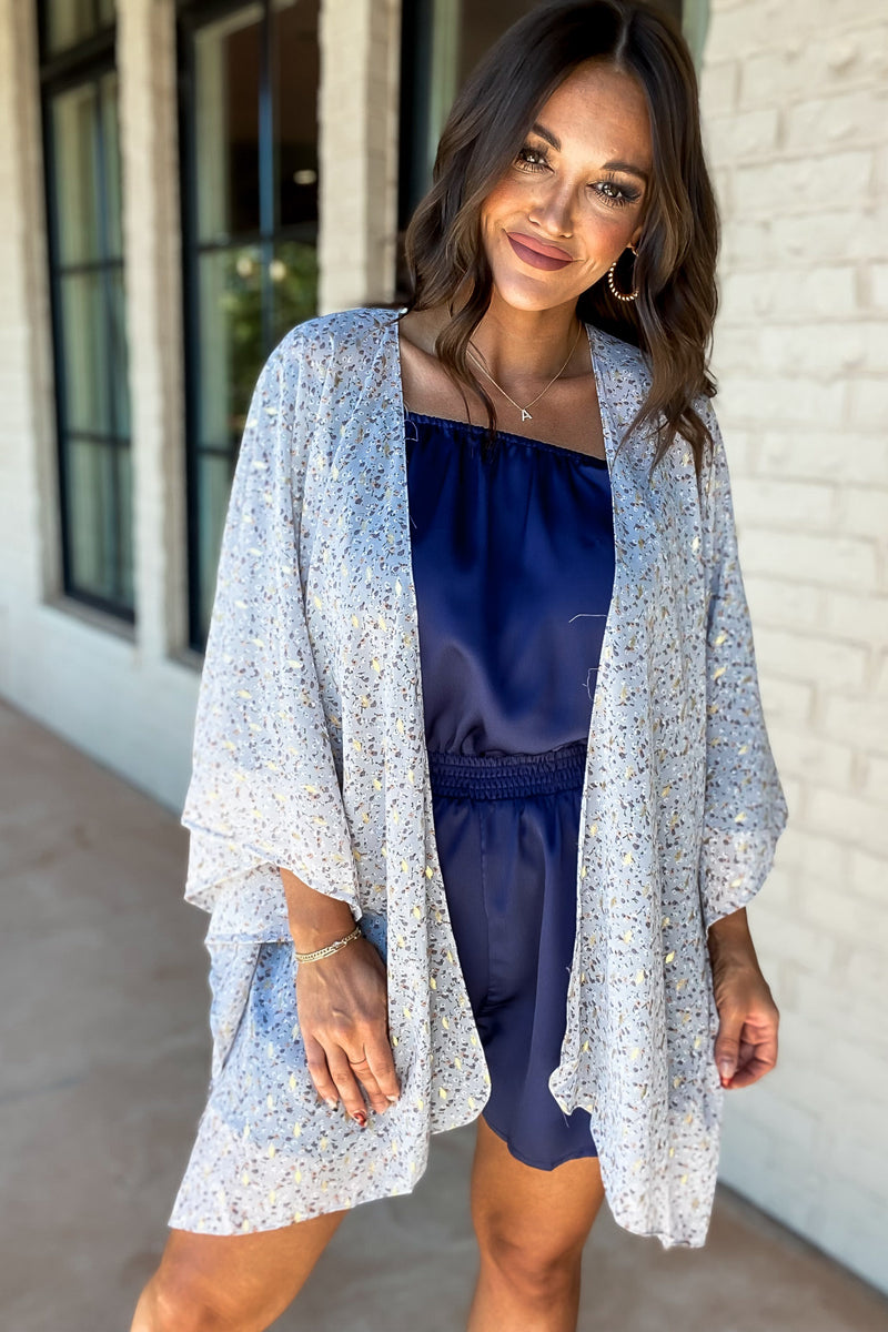 Beautiful Tomorrow With Gold Fleck Printed Kimono