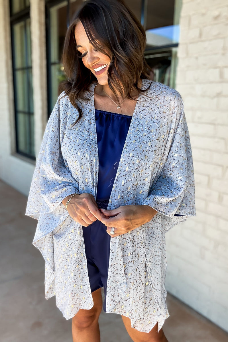 Beautiful Tomorrow With Gold Fleck Printed Kimono