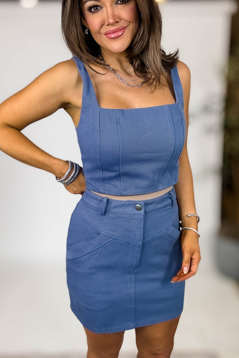 Listicle Structured Cotton Twill Skirt