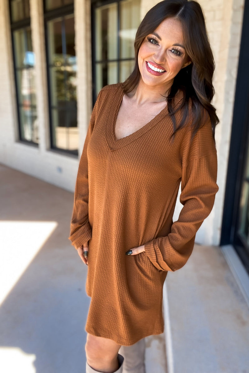 Forever Young Camel Sweater Dress