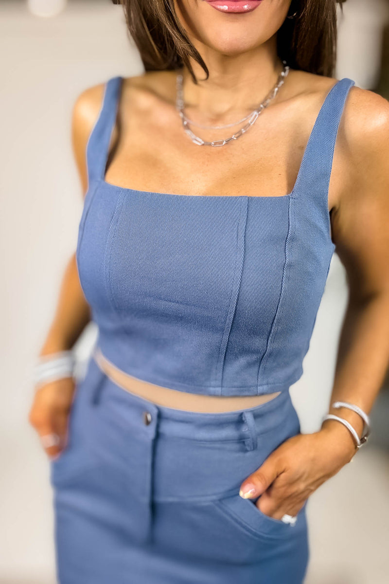 Listicle Structured Cotton Twill Crop Top