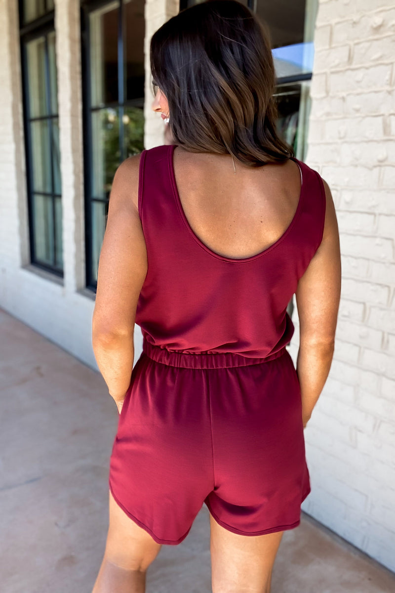 Day Out Burgundy Romper