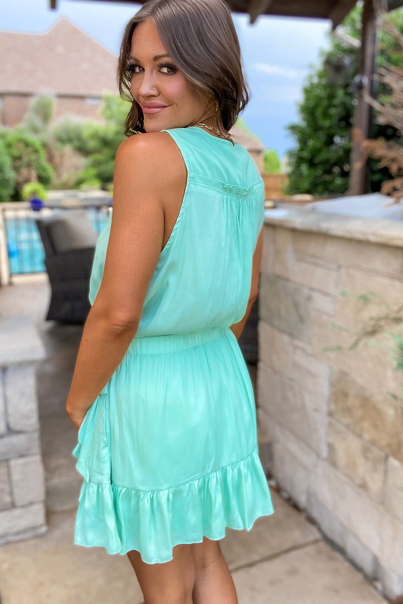 Whisk Me Away Mint Wrap Dress
