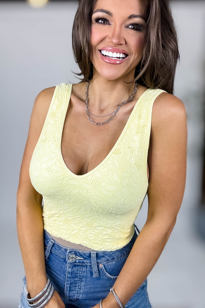 Niki Biki Lace Lemon V Neck Tank Top