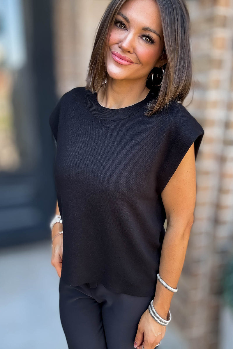 Black Viscose Sweater Vest