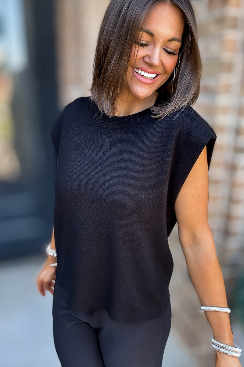 Black Viscose Sweater Vest