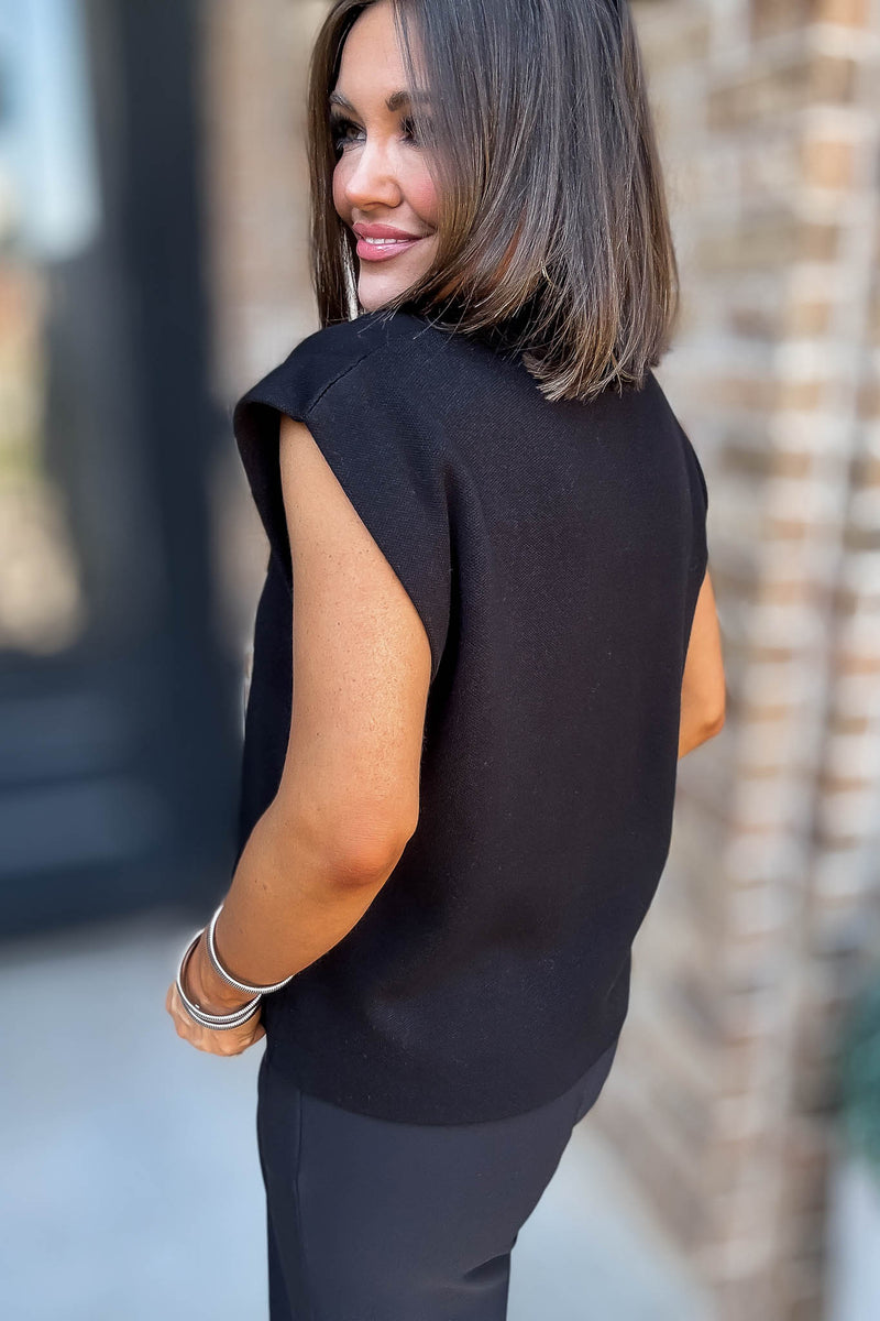 Black Viscose Sweater Vest