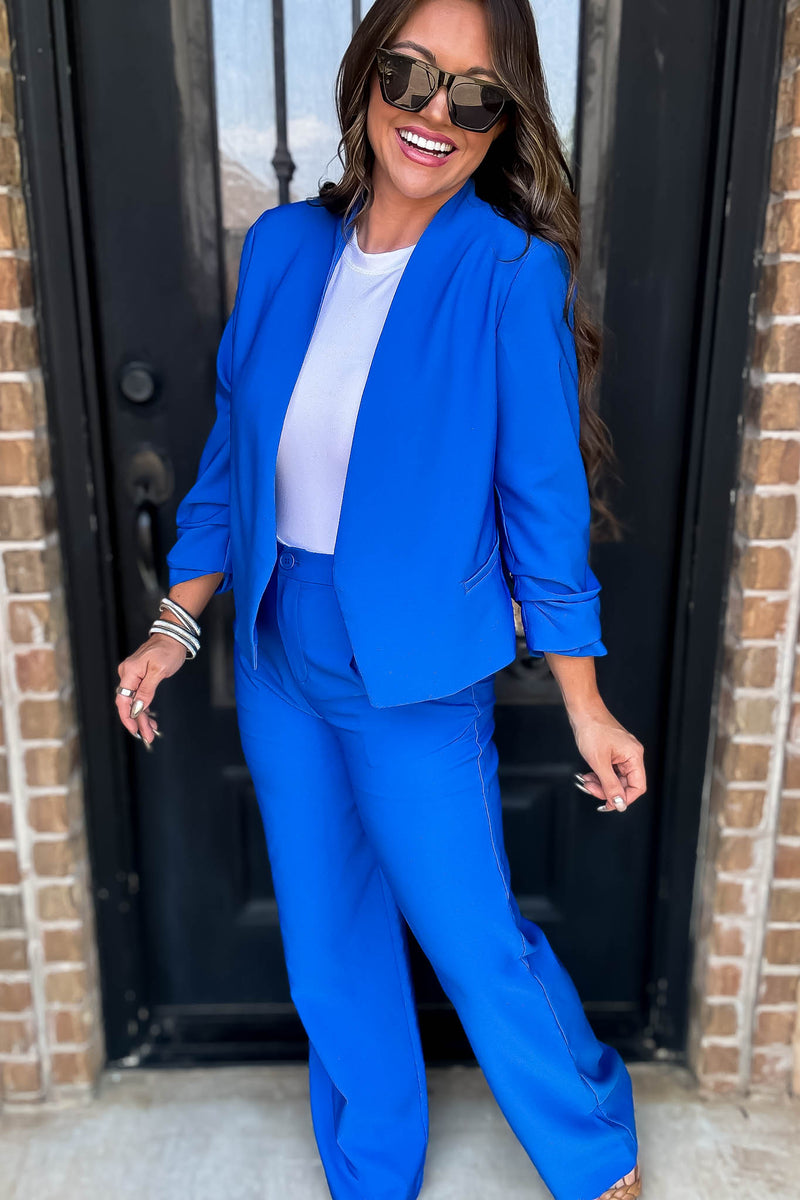 State Of Mind Azure Full-Length Vertigo Blazer Pants