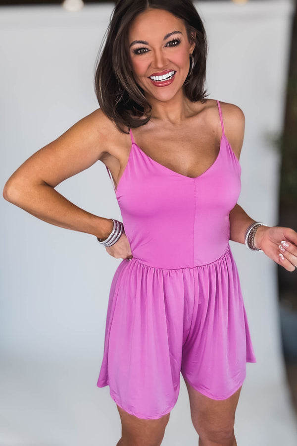 Swingy Lavender Cross Back Romper