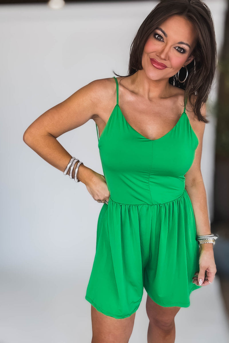 Swingy Candy Green Cross Back Romper
