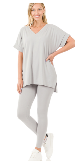 Beautiful Dreamer Light Grey Top And Legging Set