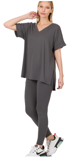 Beautiful Dreamer Ash Grey Top And Legging Set