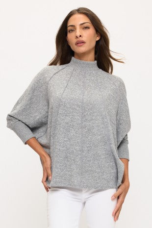 High Neck Pleat Detail Mockneck Sweatshirt