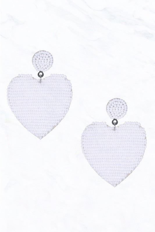 Love You White Heart Earrings