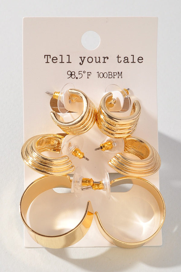 Multi Layered Gold Hoop Earrings Set
