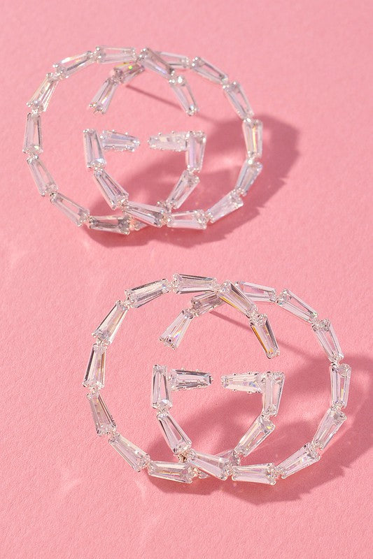 Crystal GG Silver Earrings