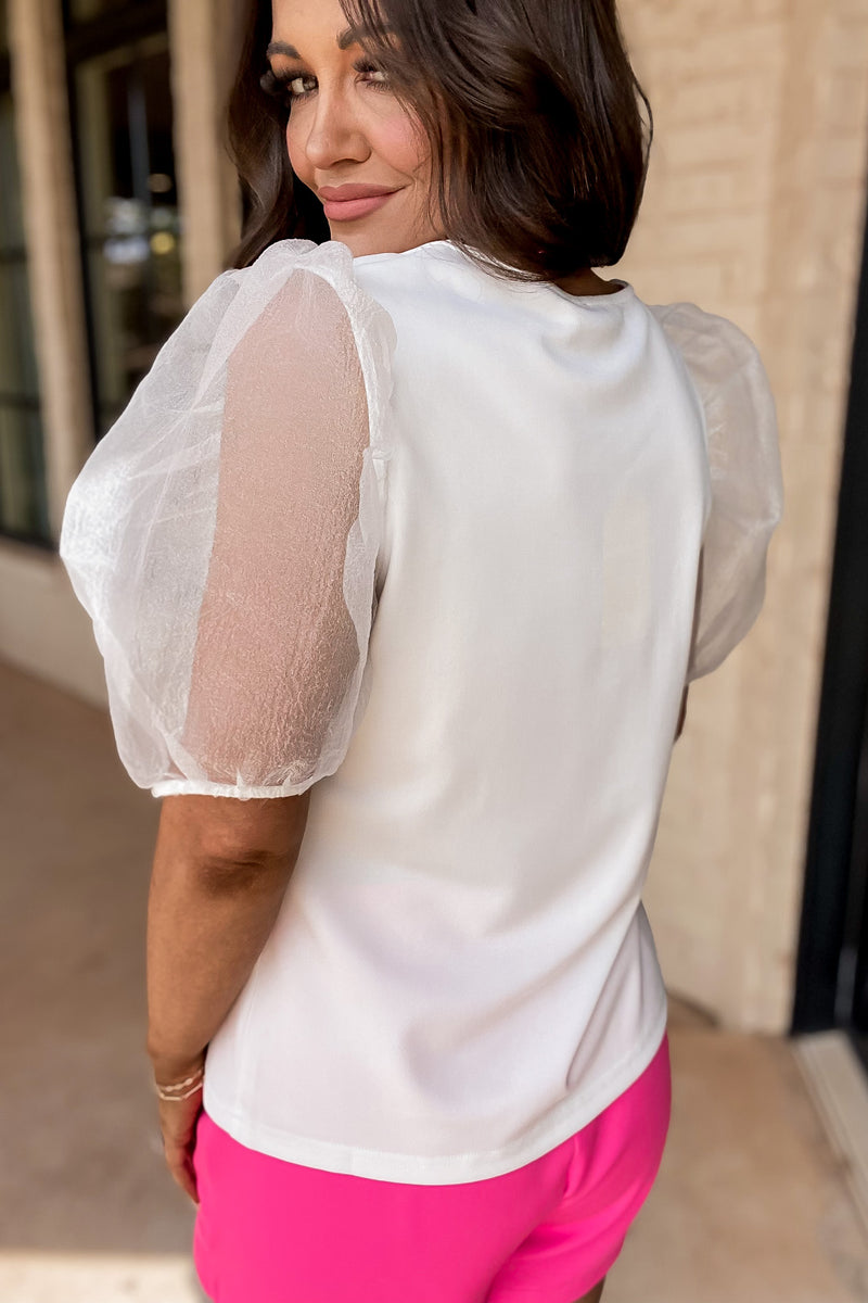 Sight For Sore Eyes Sweetheart Organza Balloon Sleeve Top