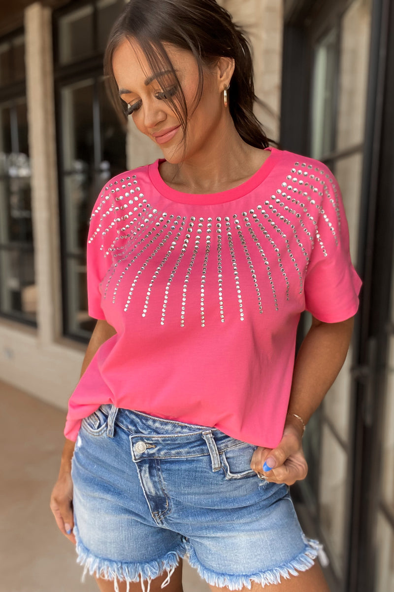 Queen Of Everything Pink Rhinestone Top