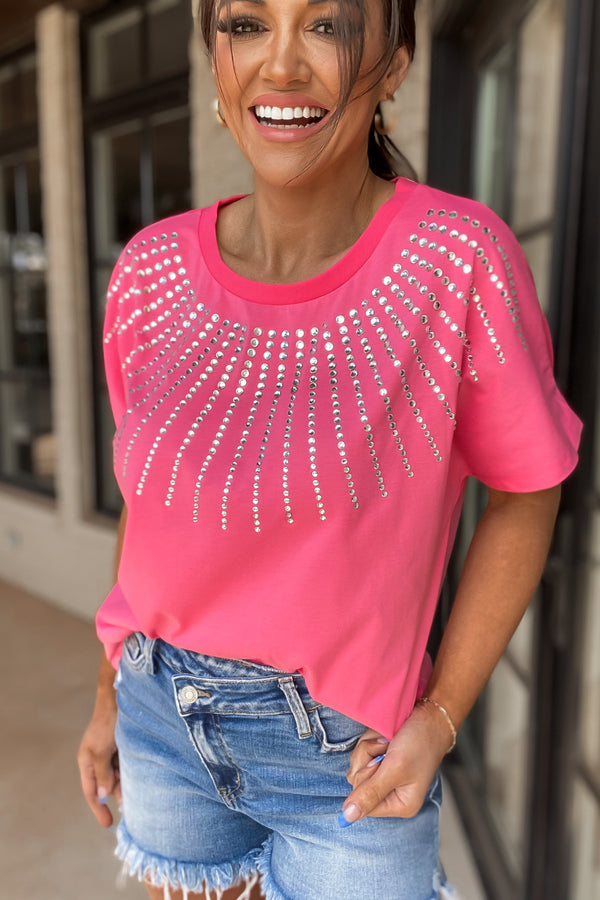 Queen Of Everything Pink Rhinestone Top