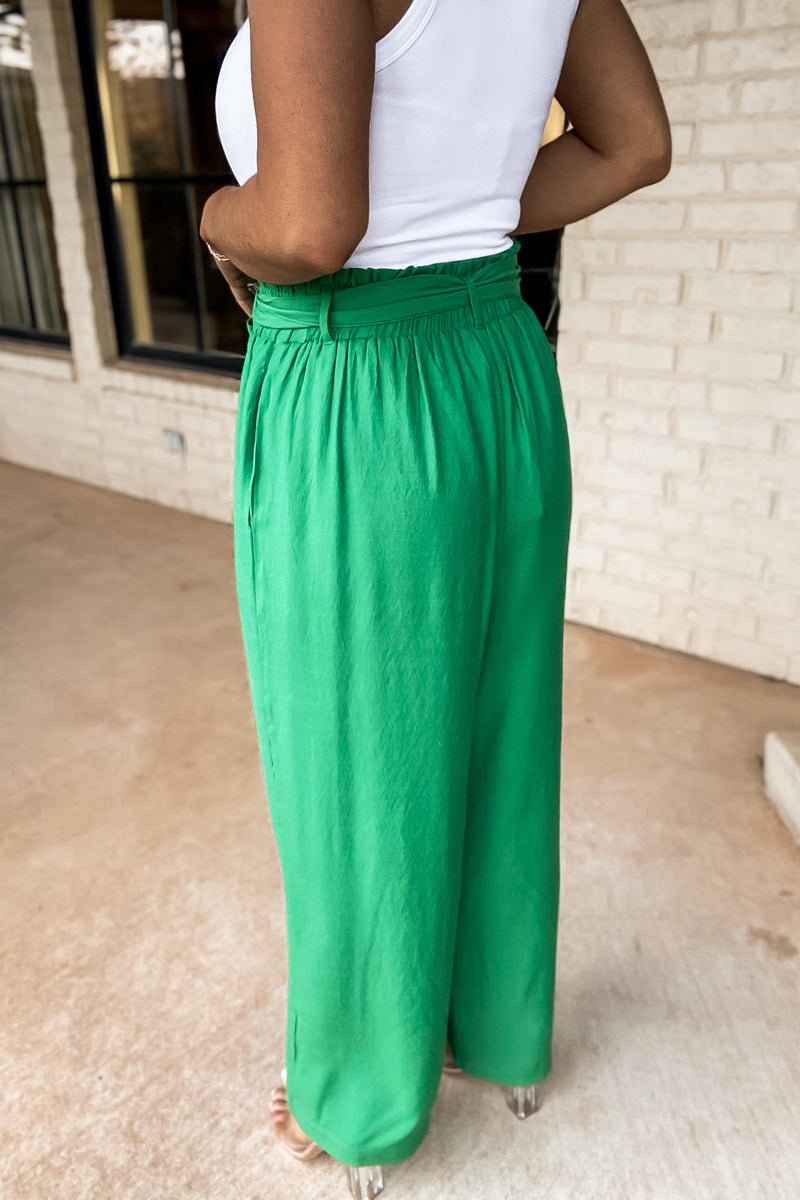 The Way You Move Green Solid Wide Leg Pants