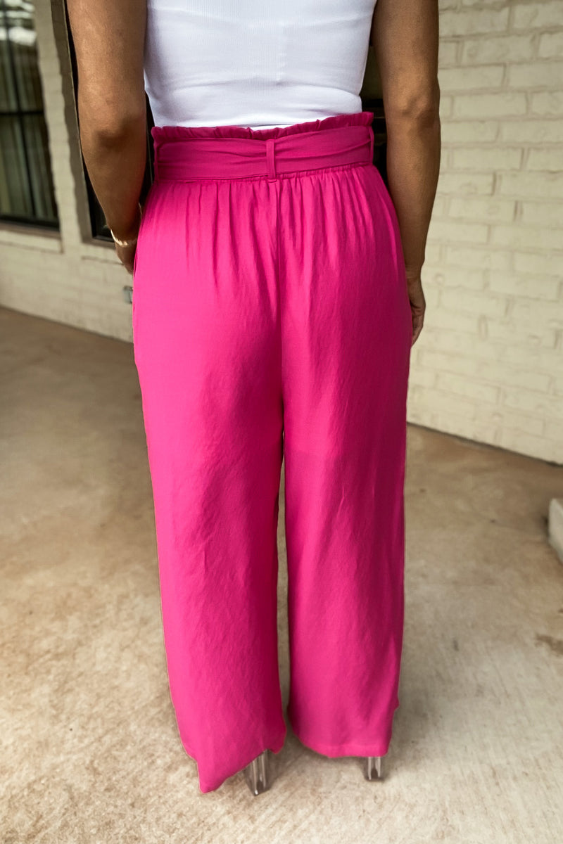 The Way You Move Hot Pink Solid Wide Leg Pants