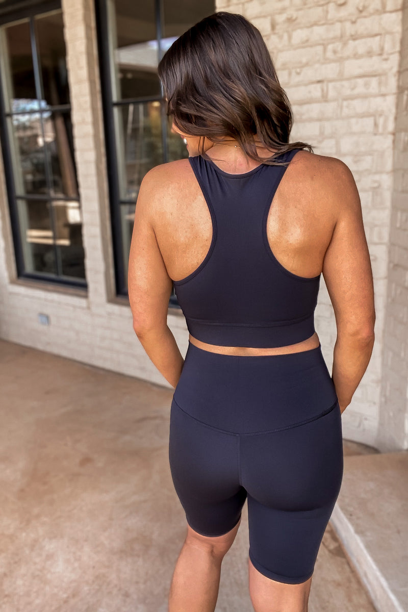 Ready Set Go Black Bra and Biker Set