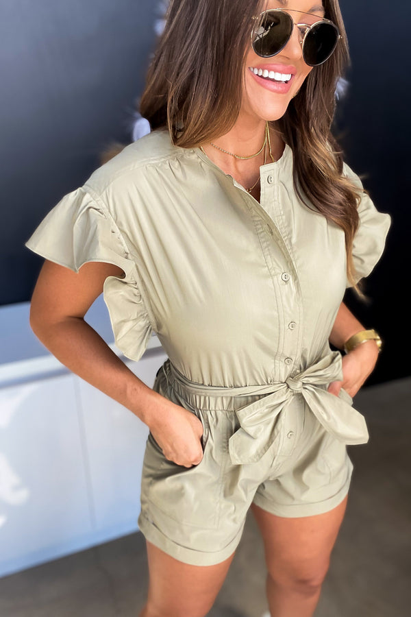 Fall In Love Olive Ruffle Romper