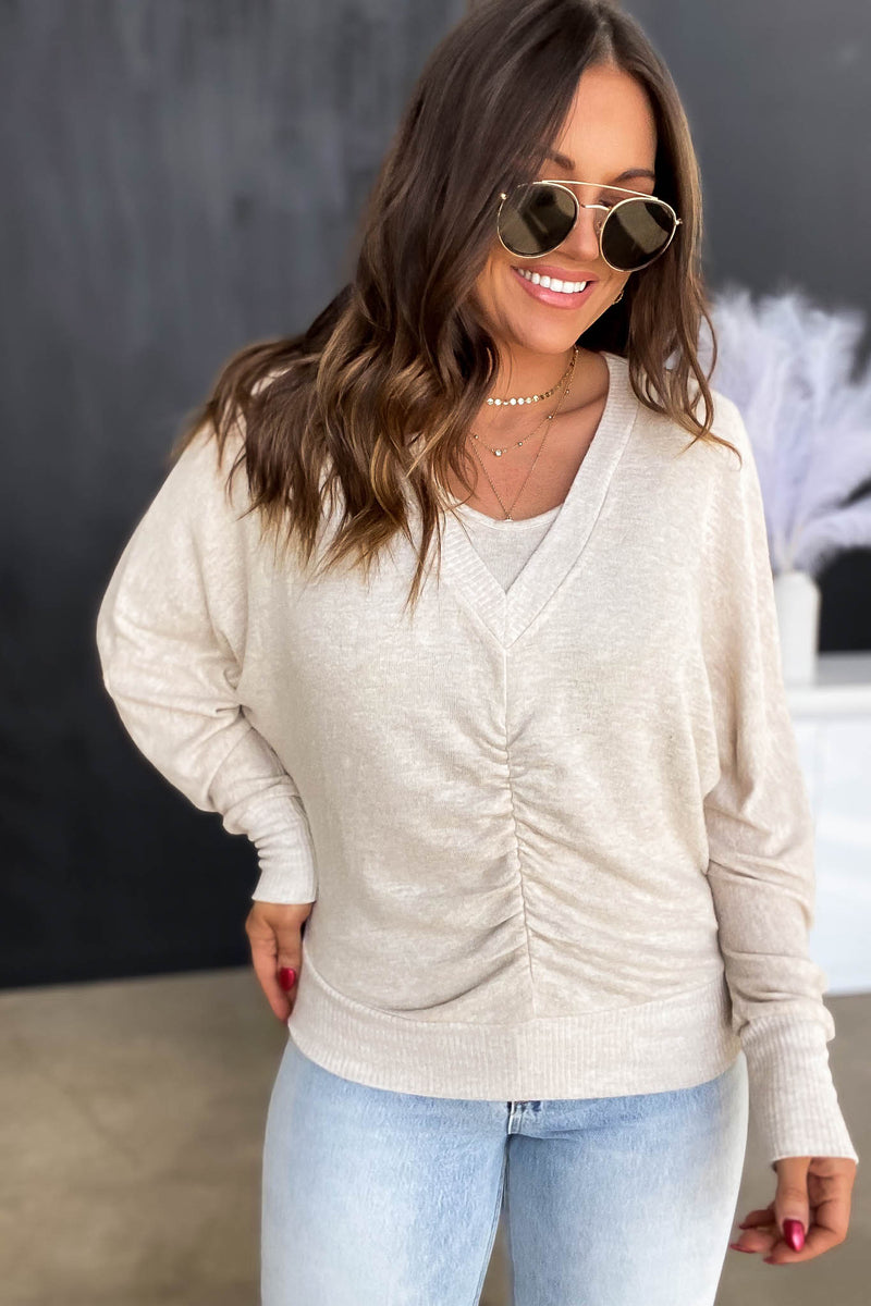Tucked Away Oatmeal Knit Top