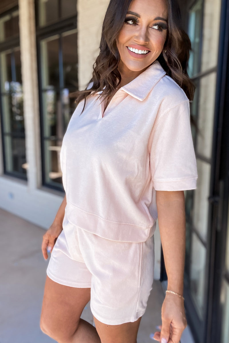 Just Peachy Brushed Short Sleeve Top