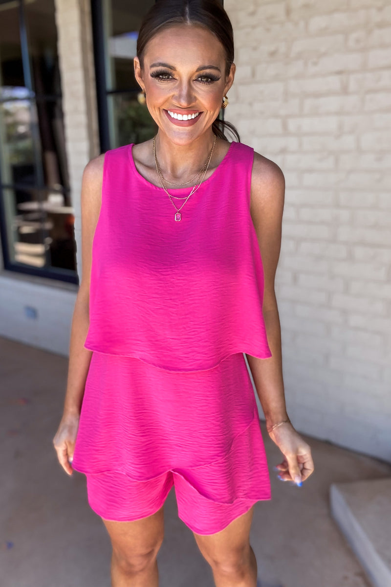 I'll Follow You Anywhere Hot Pink Romper