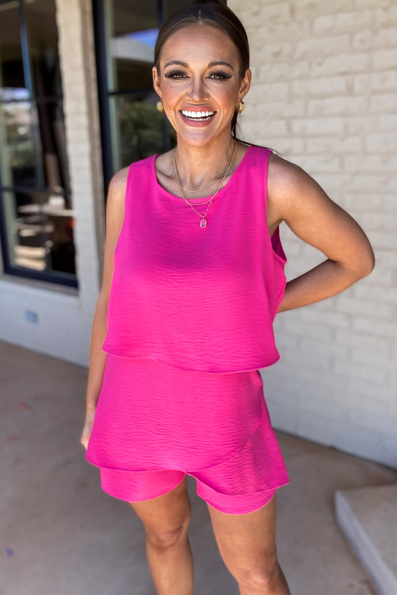 I'll Follow You Anywhere Hot Pink Romper