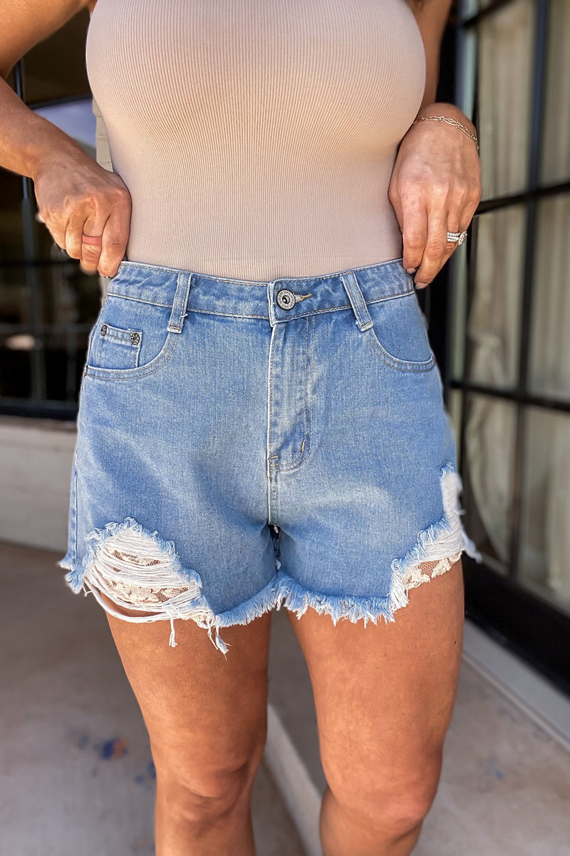 Pretty Sweet Light Wash Denim Shorts