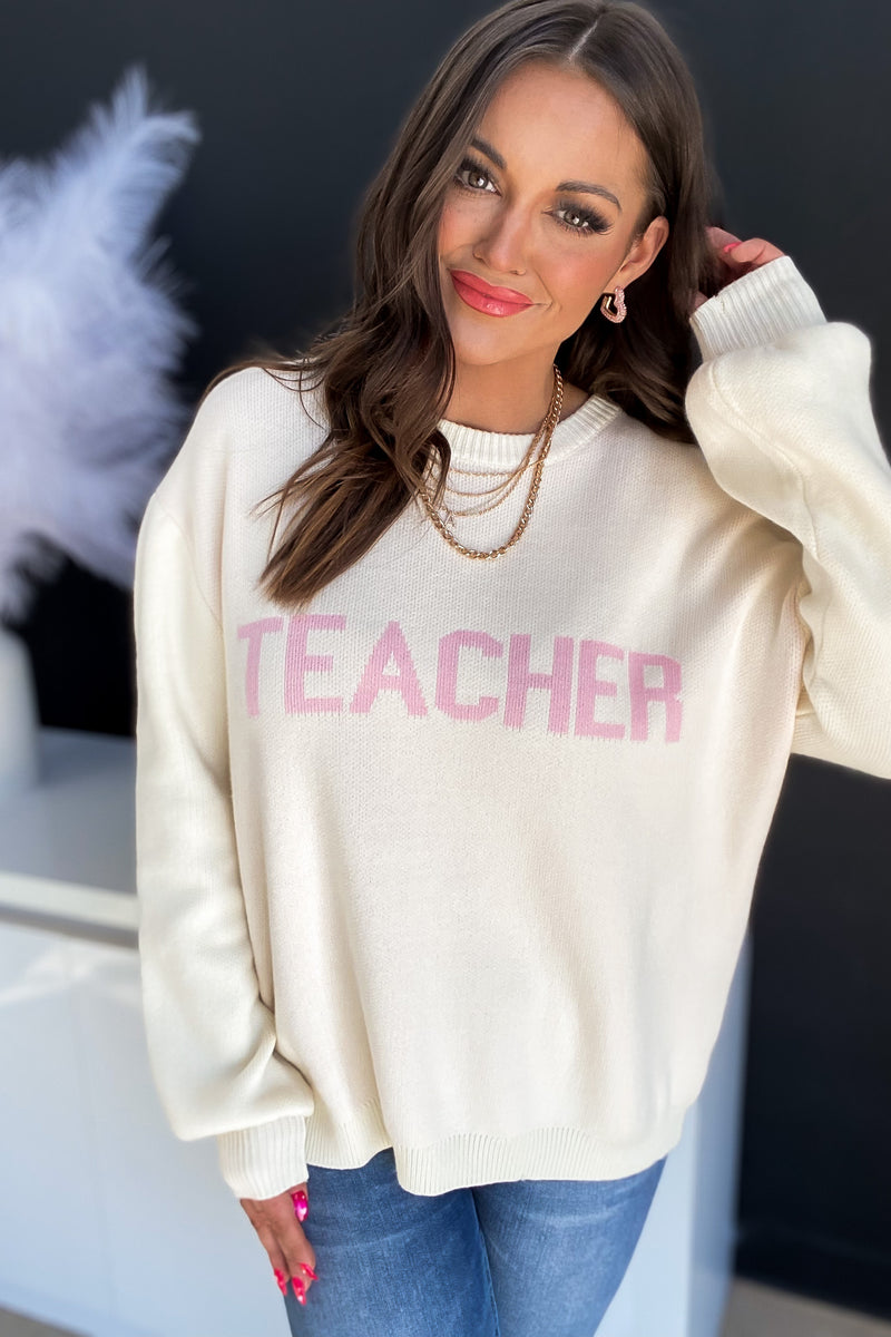TEACHER CREAM SWEATER