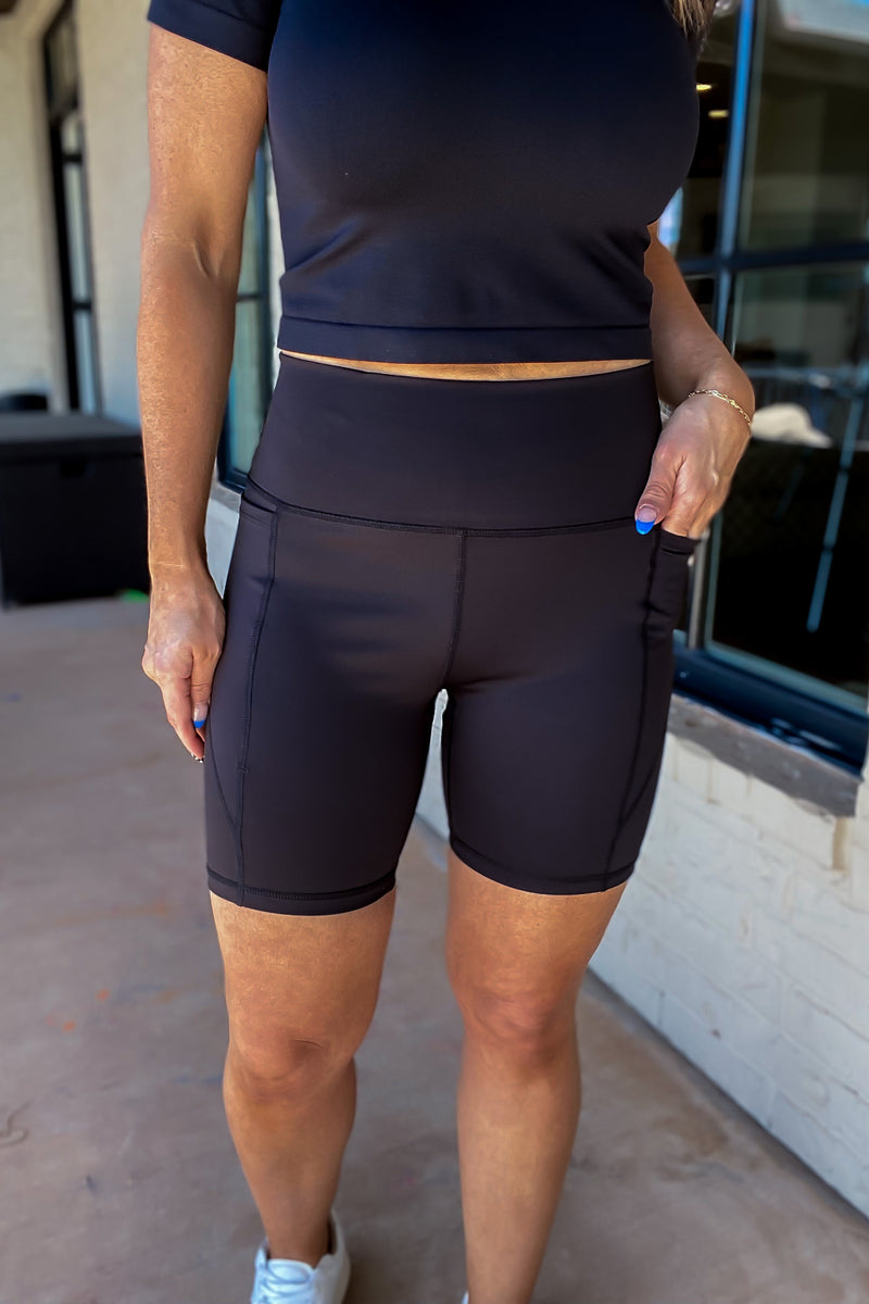 I'll Race You Black Activewear Seam Detail Leggings Shorts