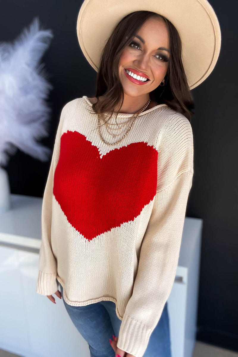LOVE IT RED HEART SWEATER