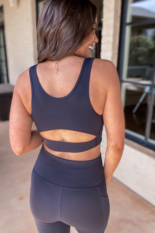 Lycra-Blend Cut-Out Back Essential Sports Bra