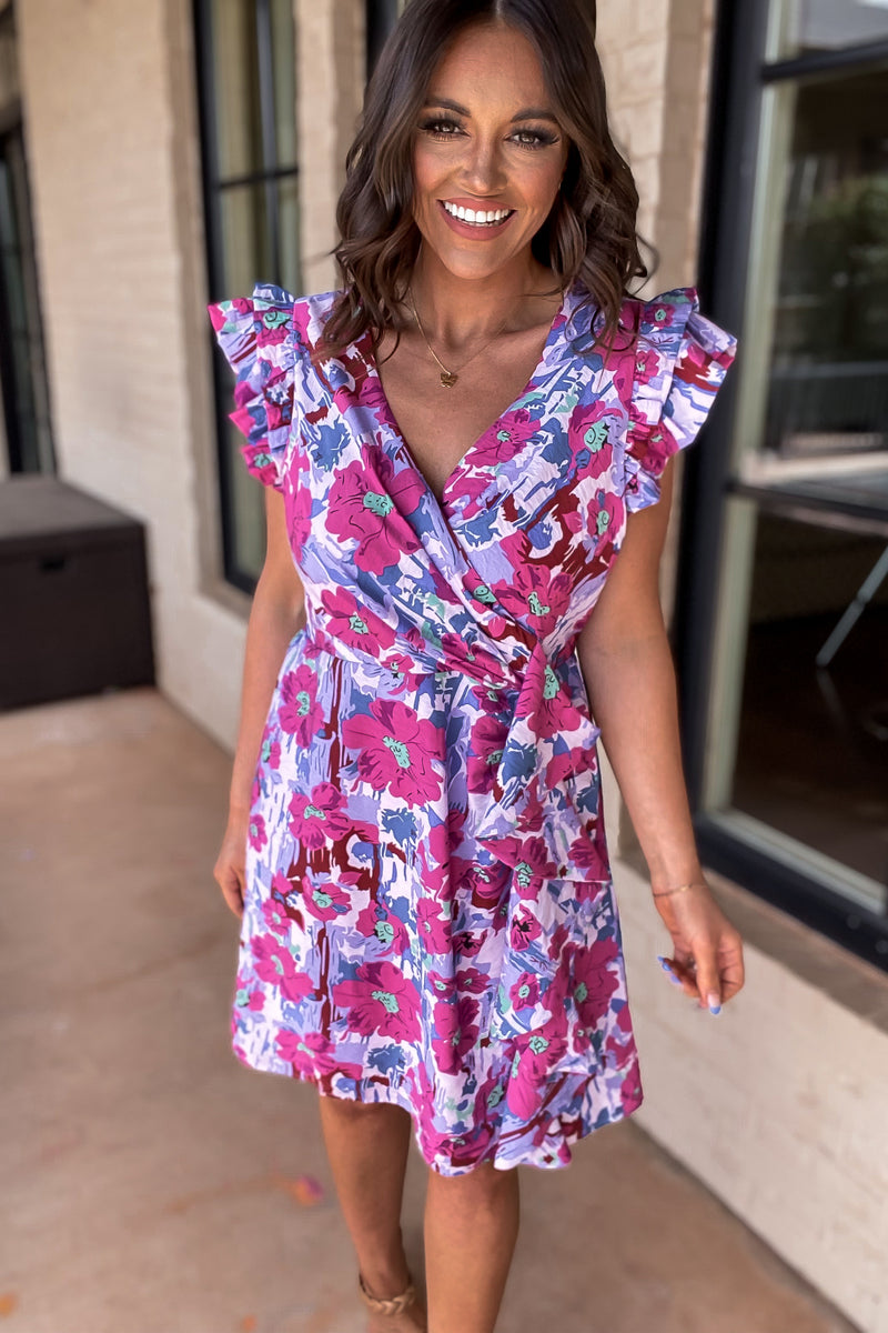 Step on Through Magenta Floral Dress