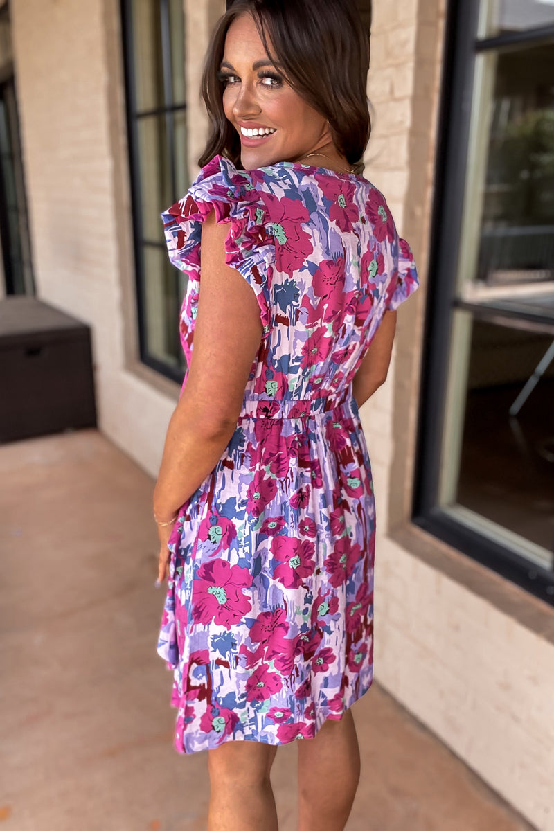 Step on Through Magenta Floral Dress